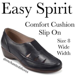 Easy Spirit Daisie Black Slip On Loafers Walking Comfort Size 8 WW Wide Width